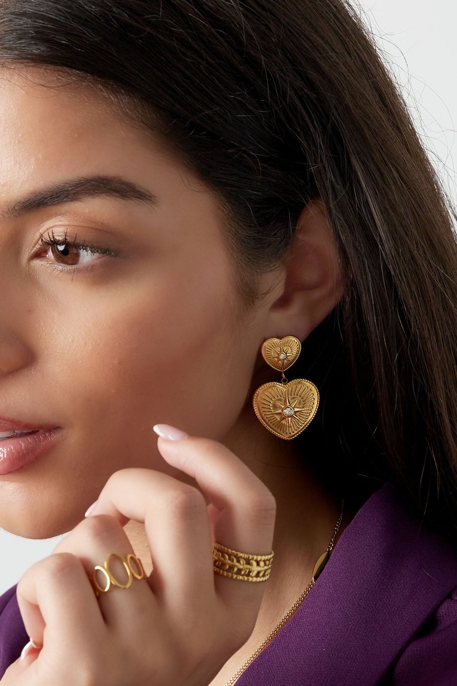 earrings statement hearts with stones h5Picture3